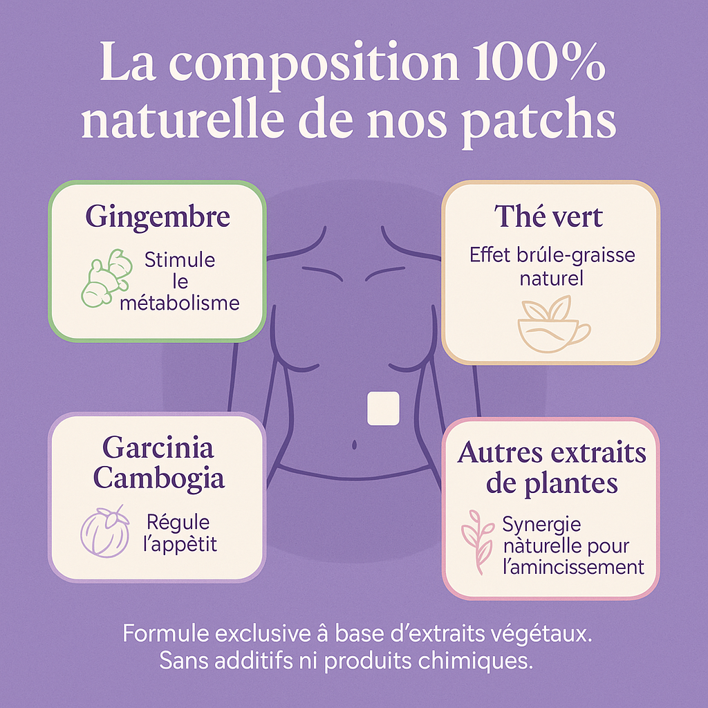 Illustration de la composition des patchs Patchuna