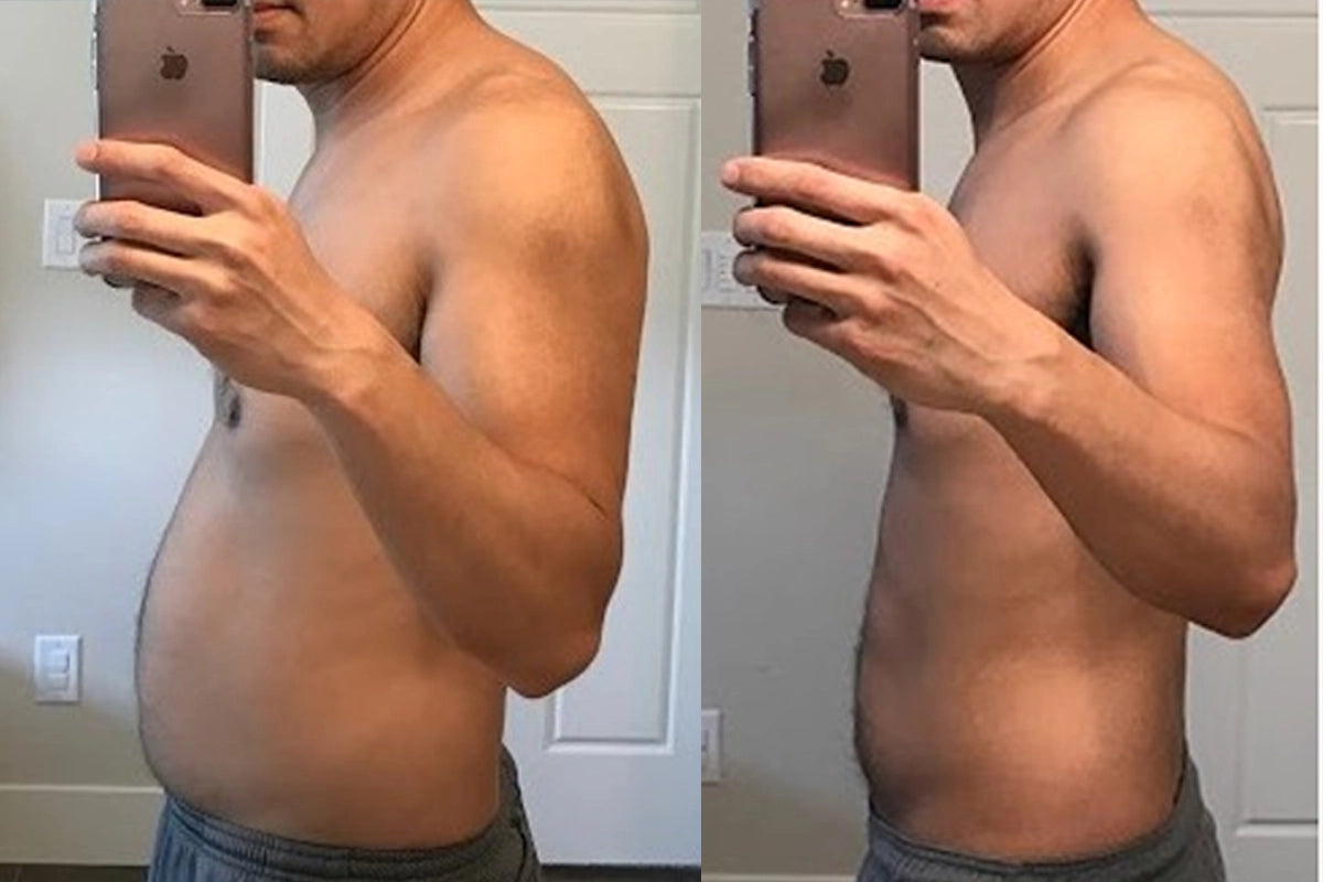 Photo d'un homme de profil ayant perdu 5kg en 6 smeaines avec les patchs Patchuna